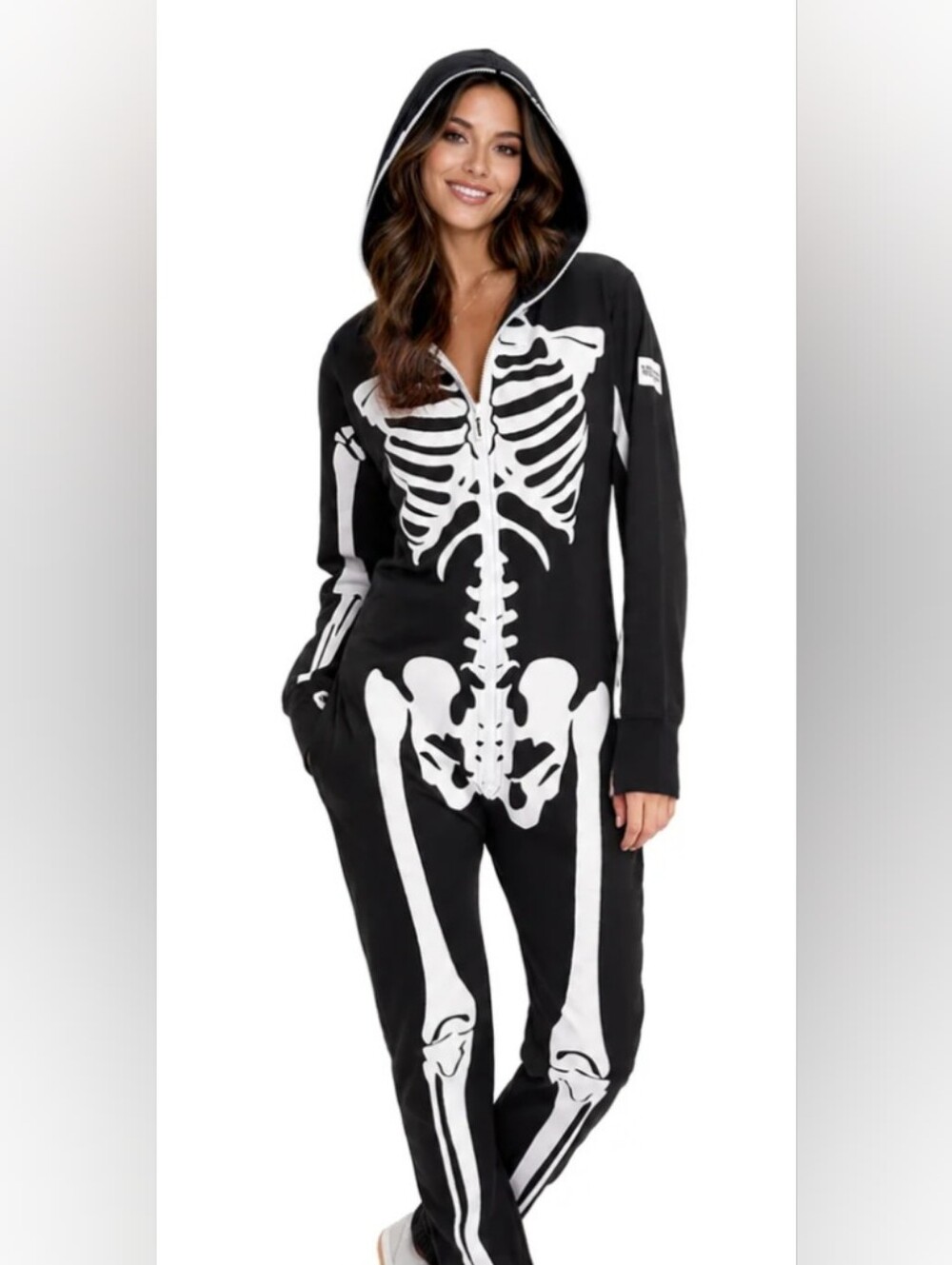 Tipsy Elves Women's Black & White Skeleton Jumpsuit Halloween Costume Sz Medium